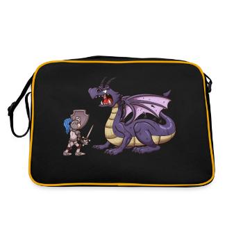 Ritter VS Drache - Retro Tasche - Schwarz/Gold - Hinten