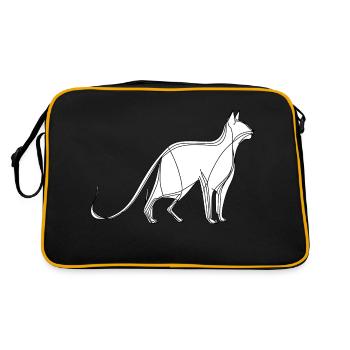 Dessin au trait fin chat sur fond blanc - Sac Retro - noir/or - Dos