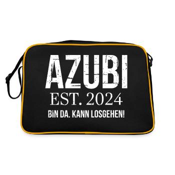 Azubi Geschenk Ausbildung 2024 Lehrling Spruch - Retro Tasche - Schwarz/Gold - Hinten