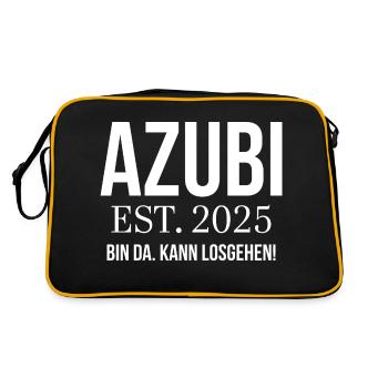 Azubi Geschenk Ausbildung 2025 Lehrling Spruch - Retro Tasche - Schwarz/Gold - Hinten