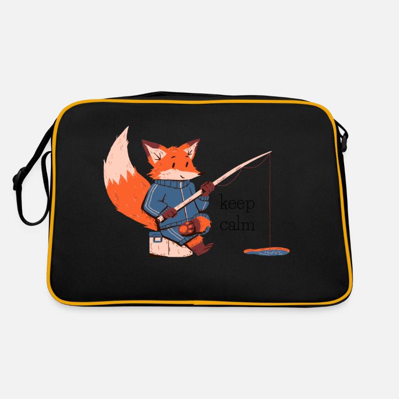 keep calm fox - fox - Retro Bag - black/gold