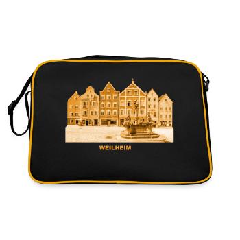 Weilheim Pfaffenwinkel Oberbayern Markt - Retro Tasche - Schwarz/Gold - Hinten