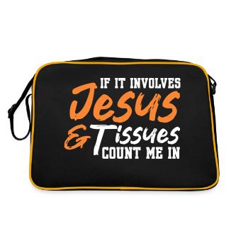 jesus and tissues count me in Design for a jesus - Retro Bag - black/gold - Back