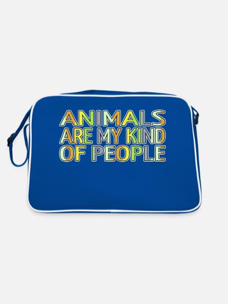 animal rights activists animal welfare present - Retro Tasche - Blau/Weiß - Hinten