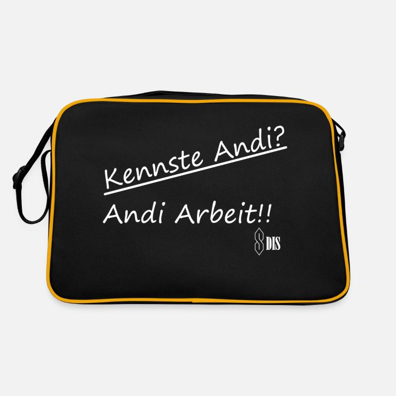 Kennste Andi? Andi Arbeit!! - Retro Tasche - Schwarz/Gold