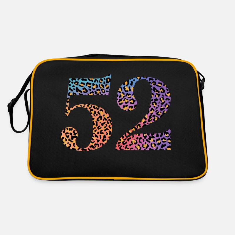 52. Geburtstag Leopard - Retro Tasche - Schwarz/Gold