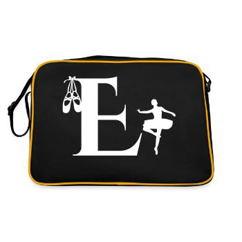Buchstabe e Ballerina - Retro Tasche - Schwarz/Gold - Hinten