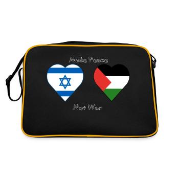 PeaceNotWarIsrlPal - Retro Tasche - Schwarz/Gold - Hinten