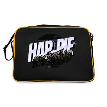 beards santa cool bday dinosaur moon cute - Retro Tasche - Schwarz/Gold - Hinten