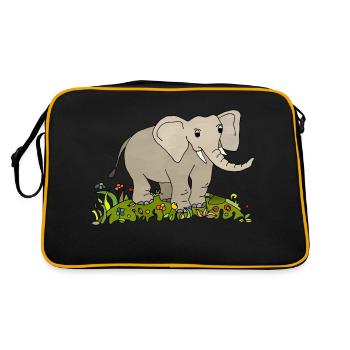 Elefant - Retro Tasche - Schwarz/Gold - Hinten