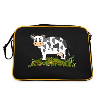 Kuh - Retro Tasche - Schwarz/Gold - Hinten