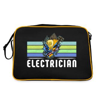 Electrician Elektriker Lichttechniker Lampe - Retro Tasche - Schwarz/Gold - Hinten