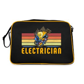 Electrician Elektriker Lichttechniker Lampe - Retro Tasche - Schwarz/Gold - Hinten