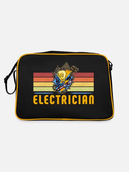 Electrician Elektriker Lichttechniker Lampe - Retro Tasche - Schwarz/Gold - Hinten