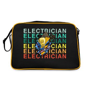 Electrician Elektriker Lichttechniker Lampe - Retro Tasche - Schwarz/Gold - Hinten