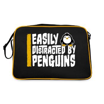 Facilement distrait par les pingouins Drôle Mignon Pingouin - Sac Retro - noir/or - Dos