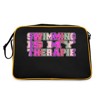 swim dad tshirts swimmers sport birthday present - Retro Tasche - Schwarz/Gold - Hinten