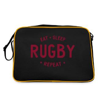 Eat Sleep Rugby Repeat - Retro Tasche - Schwarz/Gold - Hinten