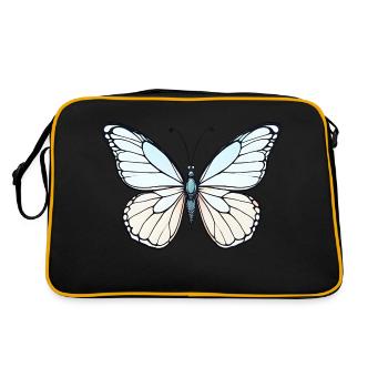 Detaillierter blauer Schmetterling in minimalistischem Design - Retro Tasche - Schwarz/Gold - Hinten