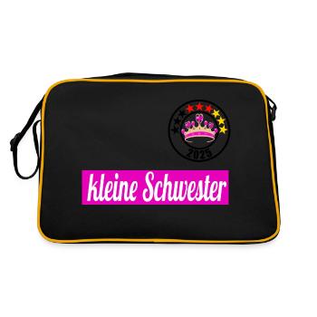 kleine Schwester 2025 - Retro Tasche - Schwarz/Gold - Hinten