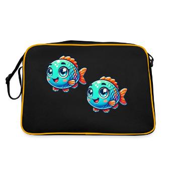 fisch comic 2 - Retro Tasche - Schwarz/Gold - Hinten