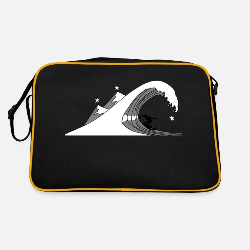 Sternen-Surfen - Retro Tasche - Schwarz/Gold
