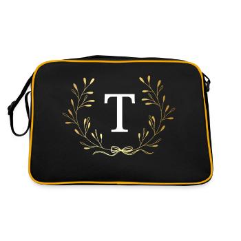 Lettre t couronne Floral doré - Sac Retro - noir/or - Dos
