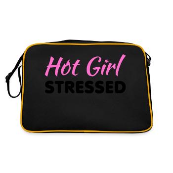 Hot Girl Stressed – Funny Pink Sarcastic Quote - K - Retro Bag - black/gold - Back