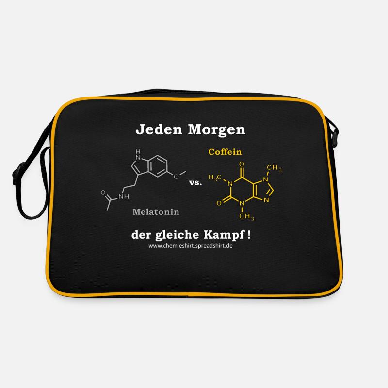 melatonin_vs_coffein_2_mp - Retro Tasche - Schwarz/Gold