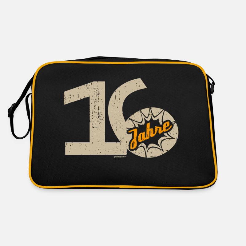 16 Geburtstag - Retro Tasche - Schwarz/Gold