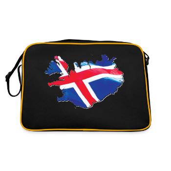 Drapeau de l’Islande sur la carte de l’Islande - Sac Retro - noir/or - Dos