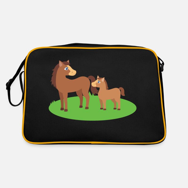 Pferd Mutter und Kind Retro Tasche