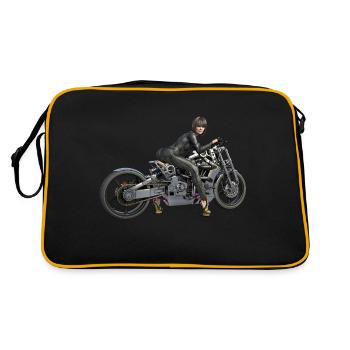 Biker girl, Femme sexy avec moto - Sac Retro - noir/or - Dos