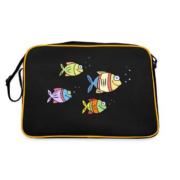 colorful fish water sea graffiti children's drawing - Retro Bag - black/gold - Back