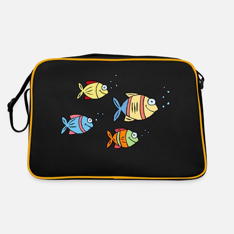 coloré poisson eau mer graffiti dessin d’enfants - Sac Retro - noir/or