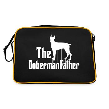 Dobermann Hund Herren Gassi Motiv Dobermann Papa - Retro Tasche - Schwarz/Gold - Hinten