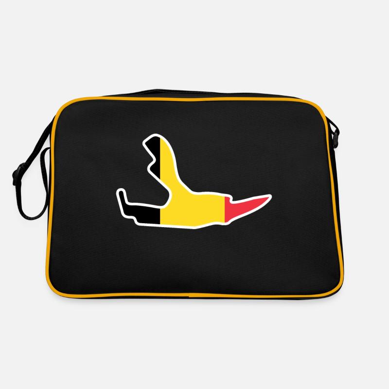 Circuit de Belgique avec drapeau - Sac Retro - noir/or