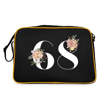 68e anniversaire fleuris (Cadeau de 68 ans) - Sac Retro - noir/or - Dos