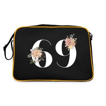 69th Anniversary Flowers (Gift of 69 years) - Retro Bag - black/gold - Back