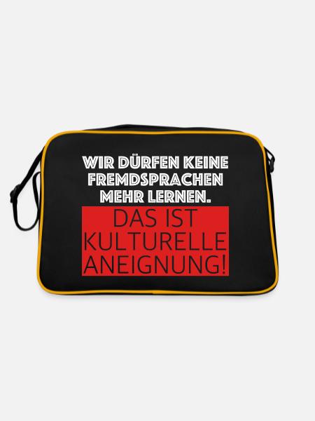 Kulturelle Aneignung | lustige Sprüche, Sarkasmus - Retro Tasche - Schwarz/Gold - Hinten