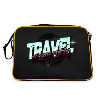 camping beer travel typography eat sleep travel - Retro Tasche - Schwarz/Gold - Hinten