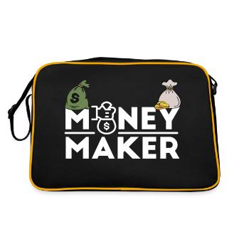 Money Maker Geld Dollar Geschenk Idee - Retro Tasche - Schwarz/Gold - Hinten