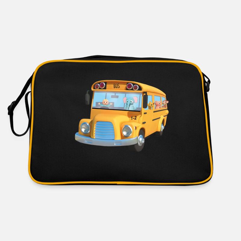 Bus jaune animaux ecole Sac Retro