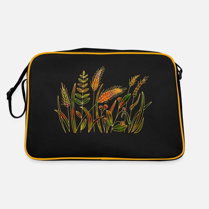 Pflanzen - Retro Tasche - Schwarz/Gold