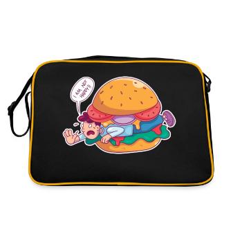 Burger essen Zutat Männer Burger essen Zutat Männe - Retro Tasche - Schwarz/Gold - Hinten