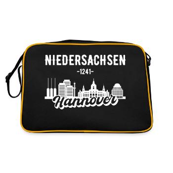 Hannover Niedersachsen Hannoveraner Geschenk - Retro Tasche - Schwarz/Gold - Hinten