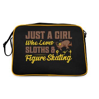 Just A Girl Who Loves Sloths & Figure Skating Skat - Retro Tasche - Schwarz/Gold - Hinten