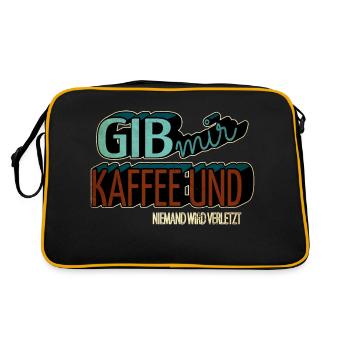 lustig kaffeesatz spaß kaffeekanne geschenkidee - Retro Tasche - Schwarz/Gold - Hinten