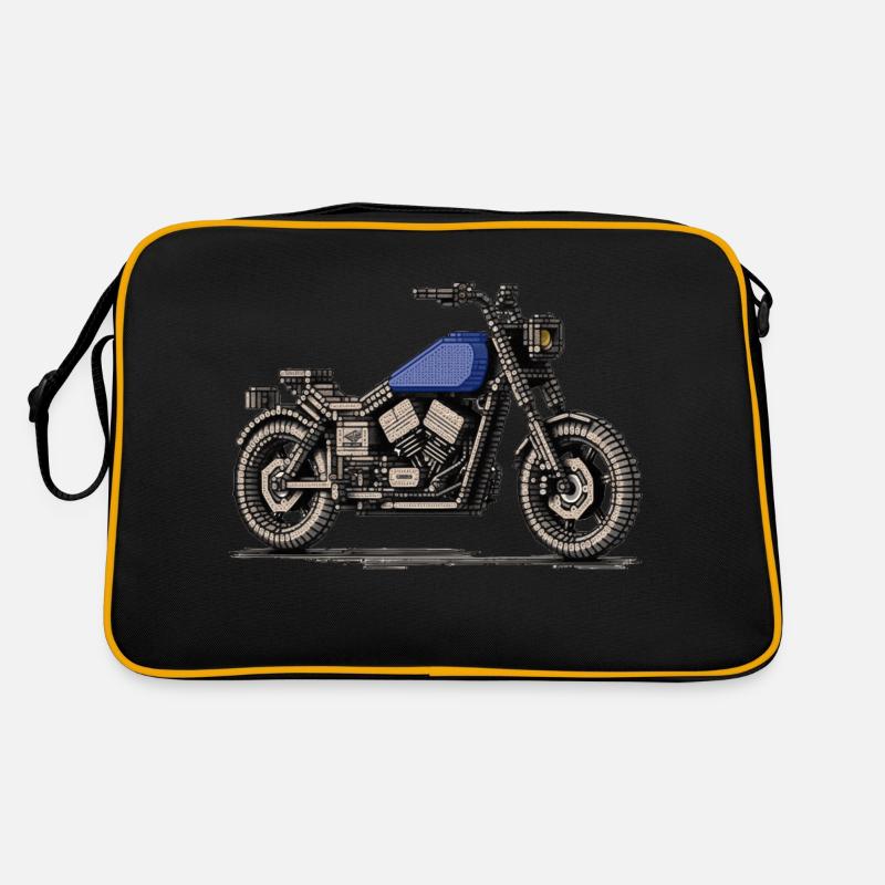 Chopper als Oldtimer Motorrad in Pixelart Retro Tasche