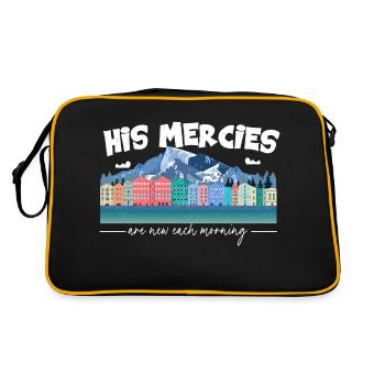His Mercies Are New Each Morning Stadtleben Christ - Retro Tasche - Schwarz/Gold - Hinten